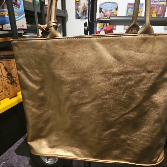 Neiman Marcus Antique Gold Faux Leather 100 Year Anniversary 1907-2007 Tote Bag - Picture 2 of 4